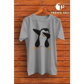 Graphic Print Men Grey Round Neck Polyester Casual T-Shirt