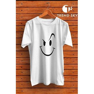 Graphic Print Men White Round Neck Polyester Casual T-Shirt