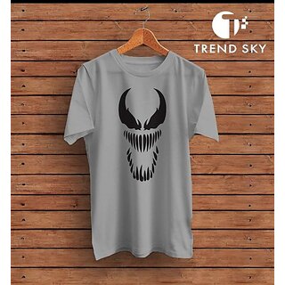 Graphic Print Men Grey Round Neck Polyester Casual T-Shirt