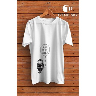 Graphic Print Men White Round Neck Polyester Casual T-Shirt