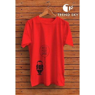 Graphic Print Men Red Round Neck Polyester Casual T-Shirt