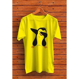                       Printed Men Yellow Round Neck Casual T-Shirt                                              