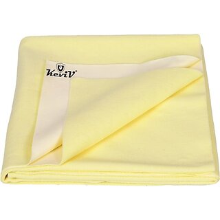                       Keviv Cotton Baby Bed Protecting Mat  (Yellow, Medium)                                              