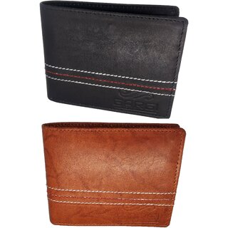                       GARGI Men Black  Brown Genuine Leather Wallet, combo offer                                              