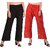 Pack of 2 Women Relaxed Black, Red Cotton Blend Trousers