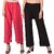 Pack of 2 Women Relaxed Black, Pink Cotton Blend Trousers