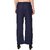 Pack of 2 Women Relaxed White, Dark Blue Cotton Blend Trousers