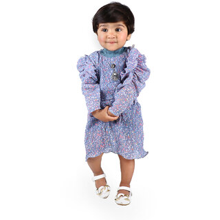                       Kid Kupboard Polycotton Blue Full-Sleeves Frock For Baby Girls                                              