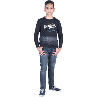                       Kid Kupboard Polycotton Dark Black Full-Sleeves Sweatshirt For Boys                                              