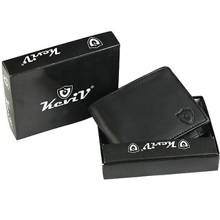                       Keviv Mens Black Genuine Leather Wallet - Mini  (5 Card Slots)                                              