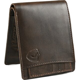                       Keviv Mens Casual Brown Genuine Leather Wallet - Mini  (7 Card Slots)                                              