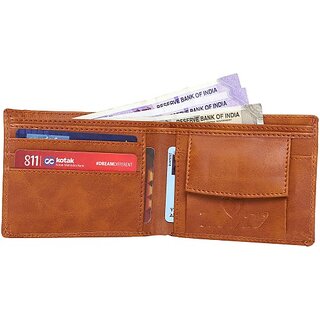                       Keviv Mens Casual, Formal Tan Genuine Leather Wallet - Mini  (8 Card Slots)                                              