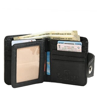                       Keviv Mens Casual Black Artificial Leather Wallet - Mini  (8 Card Slots)                                              