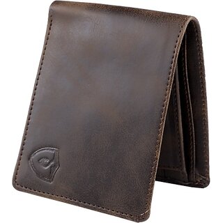                       Keviv Mens Casual Brown Genuine Leather Wallet - Mini  (5 Card Slots)                                              