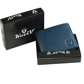                       Keviv Mens Casual, Formal Blue Genuine Leather Rfid  Wallet - Mini  (5 Card Slots)                                              