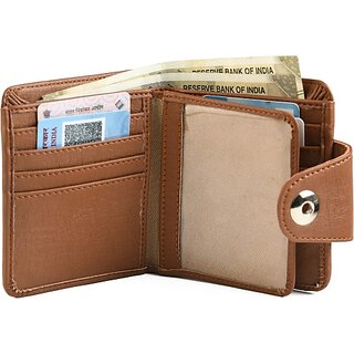 Keviv Mens Casual Tan Artificial Leather Wallet - Mini  (8 Card Slots)