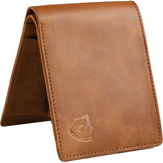                       Keviv Mens Casual, Formal Tan Genuine Leather Rfid  Wallet - Mini  (5 Card Slots)                                              