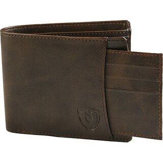                       Keviv Mens Casual Brown Genuine Leather Wallet - Mini  (9 Card Slots)                                              