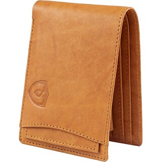 Keviv Mens Casual Tan Genuine Leather Wallet - Mini  (8 Card Slots)