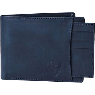                       Keviv Mens Casual, Formal Blue Genuine Leather Rfid  Wallet  (9 Card Slots)                                              