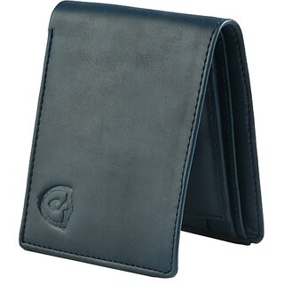                       Keviv Mens Casual, Formal Blue Genuine Leather Rfid  Wallet - Mini  (5 Card Slots)                                              