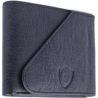 Keviv Mens Black Artificial Leather Wallet - Regular Size  (7 Card Slots)