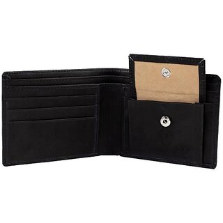 Keviv Mens Casual Black Genuine Leather Wallet - Mini  (8 Card Slots)