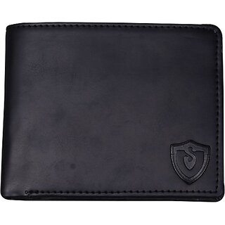                       Keviv Mens Black Genuine Leather Wallet - Regular Size  (6 Card Slots)                                              