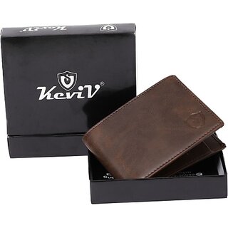                       Keviv Mens Casual, Formal Brown Genuine Leather Rfid  Wallet  (4 Card Slots)                                              