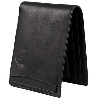                       Keviv Mens Casual Black Genuine Leather Wallet - Mini  (8 Card Slots)                                              