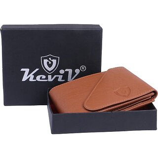                       Keviv Mens Tan Artificial Leather Wallet - Mini  (5 Card Slots)                                              