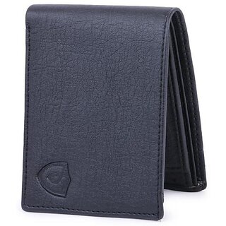                       Keviv Mens Casual Black Artificial Leather Wallet - Mini  (7 Card Slots)                                              