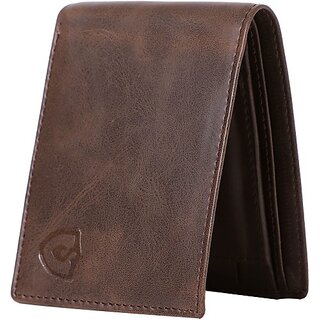                       Keviv Mens Brown Genuine Leather Wallet  (5 Card Slots)                                              