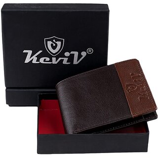                       Keviv Mens Casual Brown Artificial Leather Wallet - Mini  (5 Card Slots)                                              