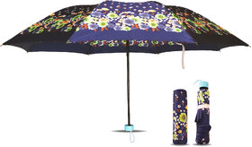 High Quality Silk Design Rain  Sun Protective Outdoor Umbrella For Men, Women, Boys  Girls ( Blue, Pack of 1 )