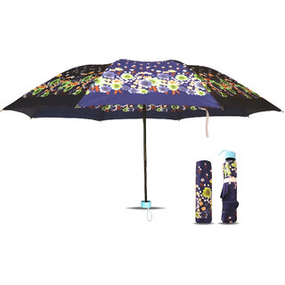                       High Quality Silk Design Rain  Sun Protective Outdoor Umbrella For Men, Women, Boys  Girls ( Blue, Pack of 1 )                                              