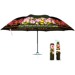 Aseenaa Fashionable Solid Color Umbrella for Rain  Sun  Portable Umbrella for Summer Holidays  Green, Pack of 1