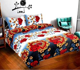 Khwaish Handlooms Double Bedsheet(9090) with 2 pillow covers