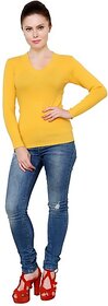 RENKA Casual Raglan Sleeves Solid Women Yellow Top