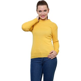                       RENKA Casual Regular Sleeves Solid Women Yellow Top                                              