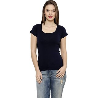                       RENKA Casual Sleeveless Solid Women Blue Top                                              