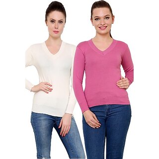                       RENKA Pack of 2 Casual Regular Sleeves Solid Women Multicolor Top                                              