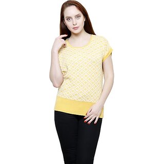                       RENKA Casual Regular Sleeves Checkered Women Yellow Top                                              