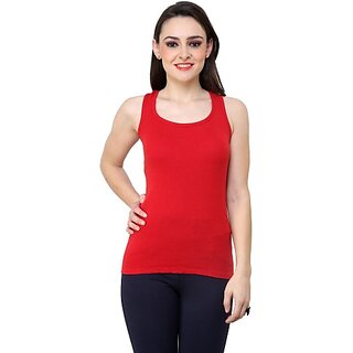                       RENKA Casual Sleeveless Solid Women Red Top                                              