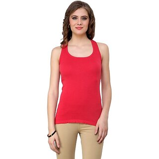                       RENKA Casual Sleeveless Solid Women Orange Top                                              