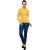 RENKA Casual Regular Sleeves Solid Women Yellow Top