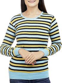 RENKA Casual Regular Sleeves Striped Women Yellow Top