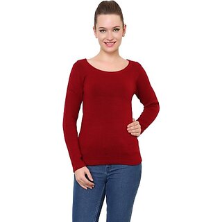                       RENKA Casual Regular Sleeves Solid Women Red Top                                              