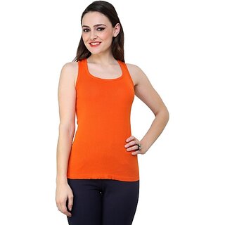                       RENKA Casual Sleeveless Solid Women Orange Top                                              