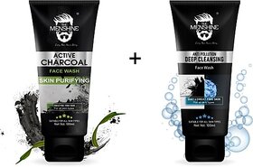 The Menshine Active Charcoal & Anti Pollution(100Mleach)|Deepcleansing|Fresh Skin|Tan Removal Men All Skin Types Face Wash (200 Ml)